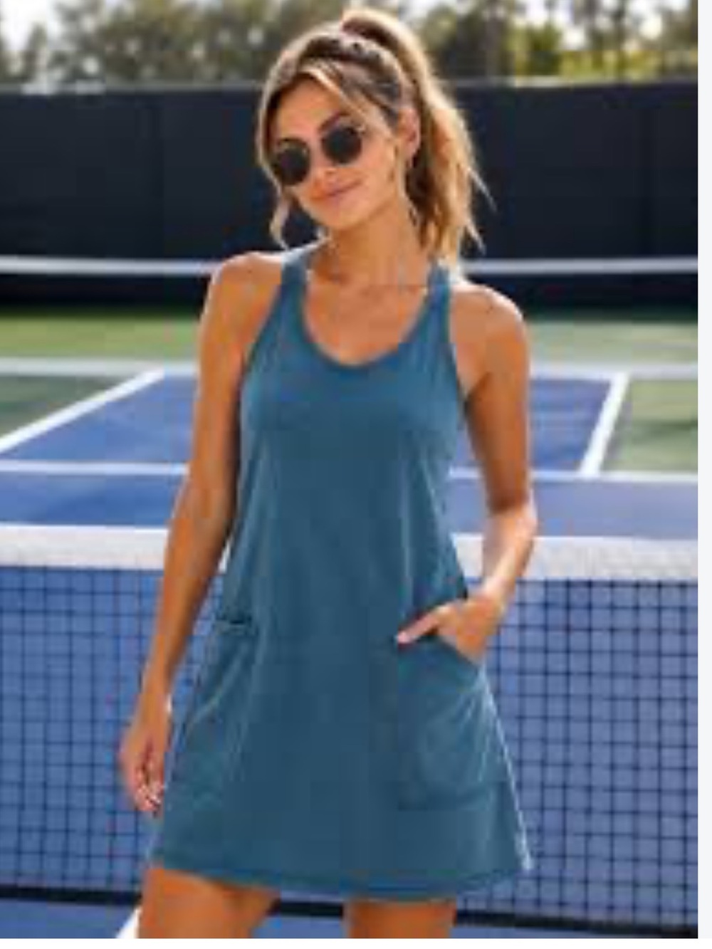 Sundry vintage wash Teal Scoop-Neck dress with built in shorts. NWT. Retail 98